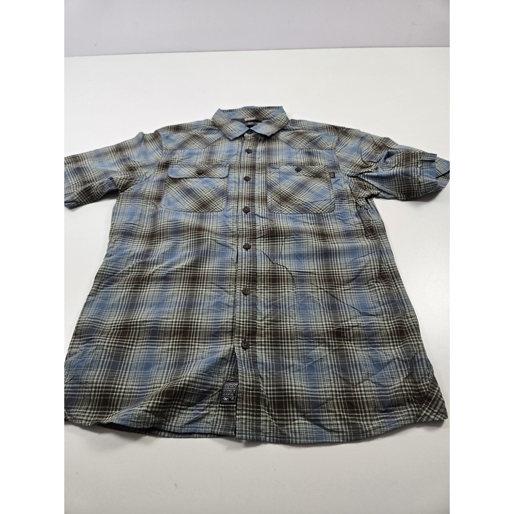 Outdoor Research  Growler  Shirt Men's M Blue Brown Plaid Short Sleeve Hiking